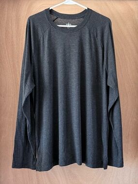 ALO Yoga Triumph Long Sleeve Tee Black Triblend Crewneck Jersey Men's XL